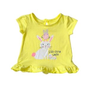 George Baby Girl Yellow “Eggs-tra Cute” Bunny Chick, Tunic Top Ruffle , 0-3M